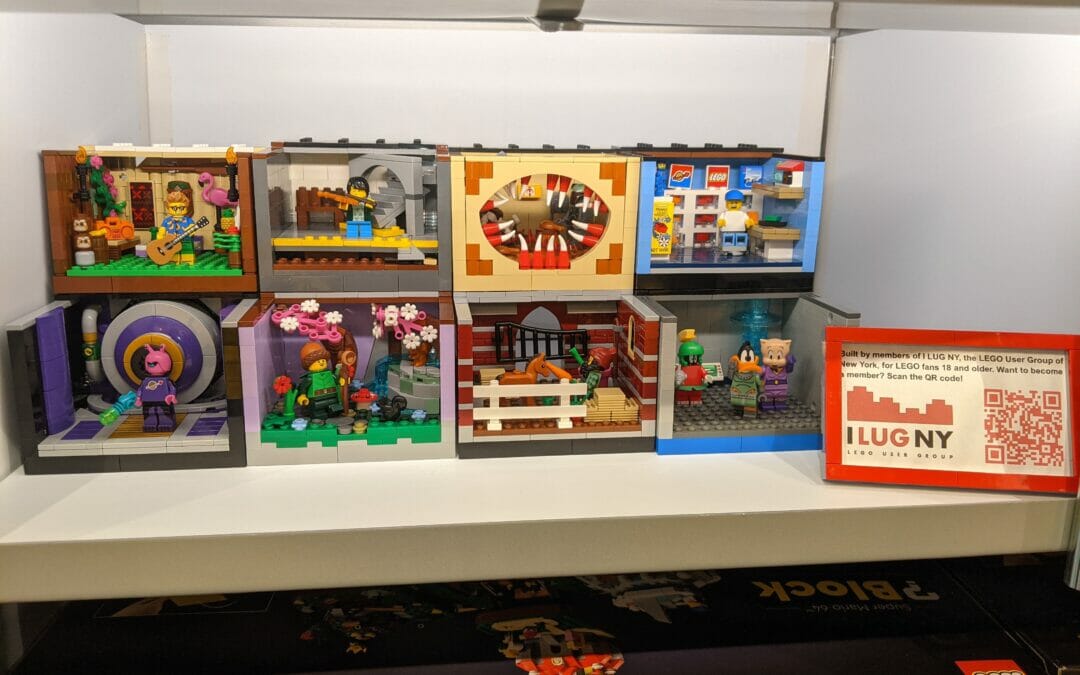 I LUG NY Display at Lake Grove, NY LEGO Store -Updated Minifigure Habitats