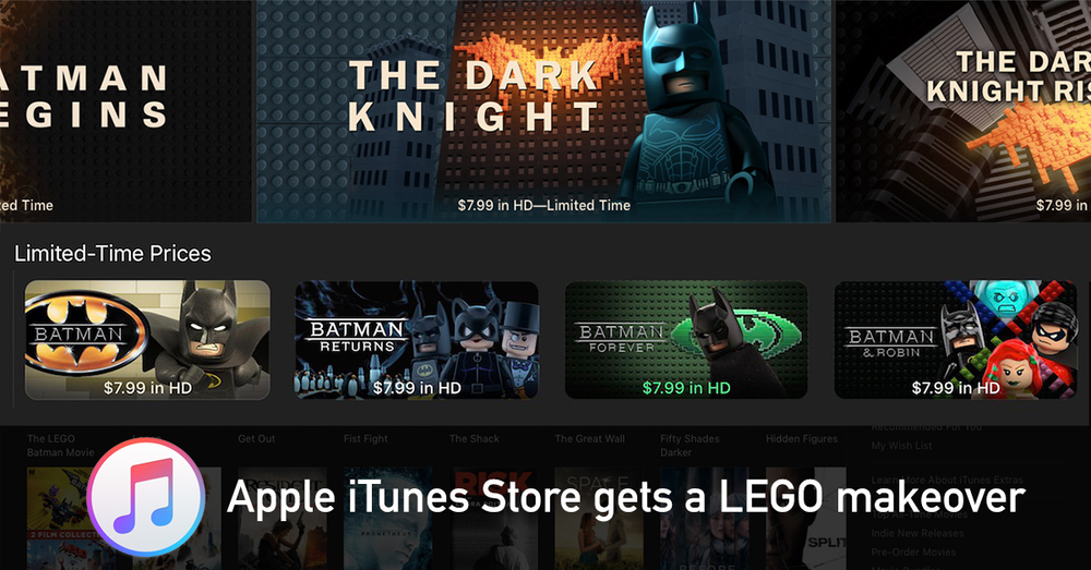Apple iTunes Store gets a LEGO theme overhaul on May 2017 to welcome the LEGO Batman Movie