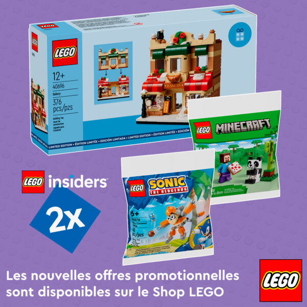 Sur le Shop LEGO : Points Insiders X2, 40696 Bakery et polybags Minecraft & Sonic offerts