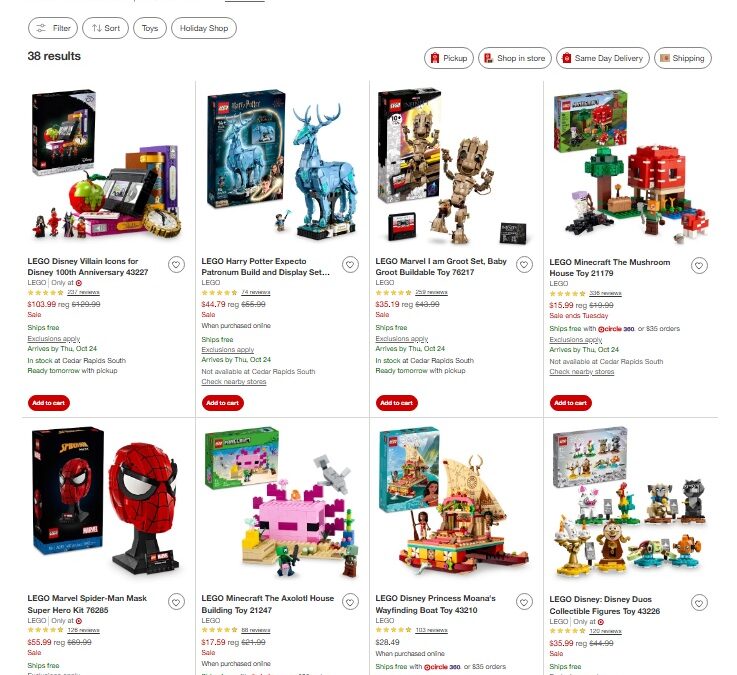 [US] Target LEGO Weekly Flyer Sale 20% off Sale: October 20-26, 2024 (Over 35 LEGO Sets Discounted)