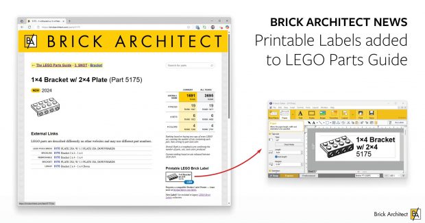 Printable LEGO Brick Labels added to the LEGO Parts Guide!